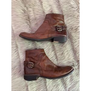Frye Shirley Shield Short Boot Women 91/2B Leather Ankle Harness Zip 3477838